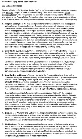 Signature Studio CC Mobile Terms and Conditions